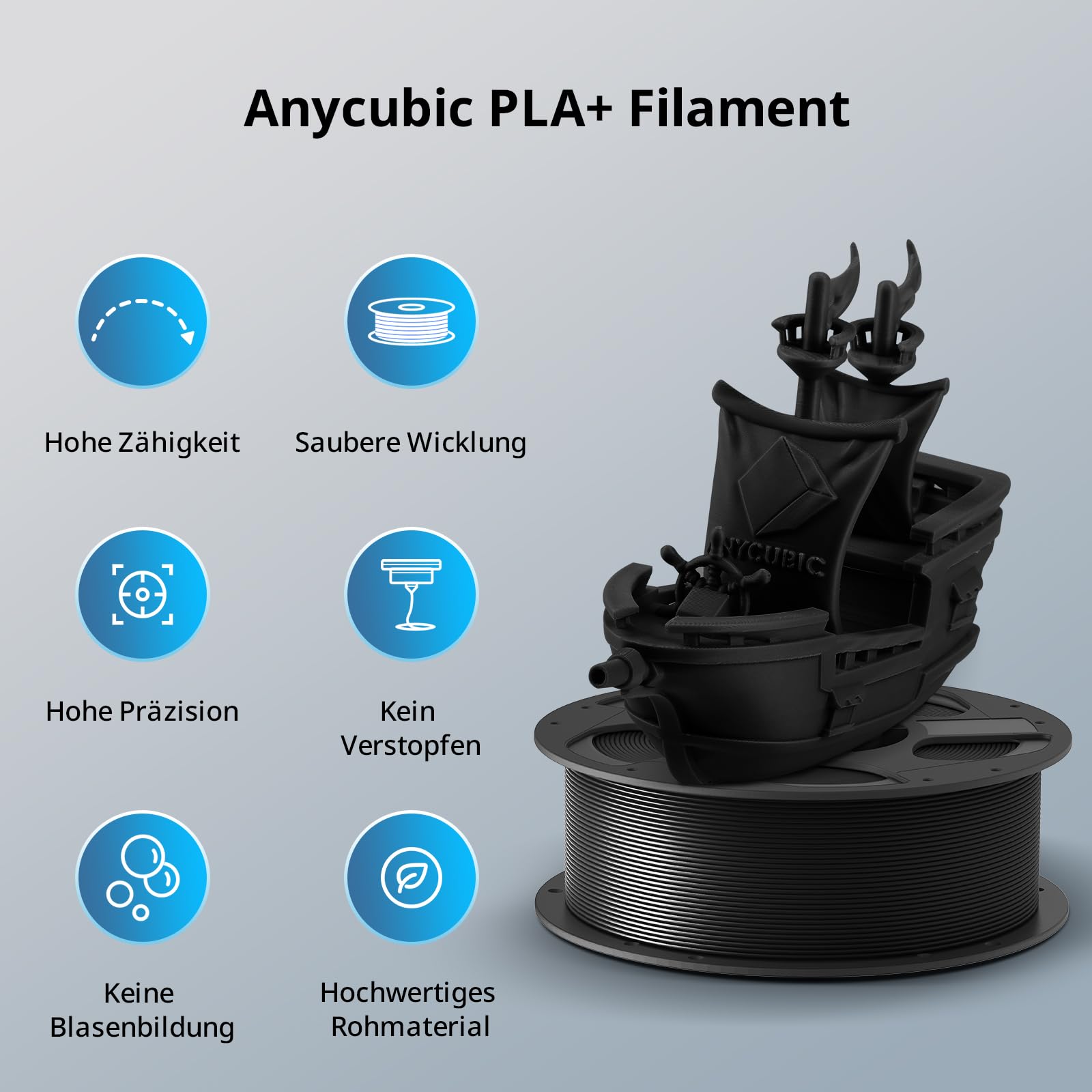 ANYCUBIC PLA Plus Filament, 1.75mm PLA+ Filament Weiß, 3D Drucker Filament für Intelligentes Drucken, 1KG 2