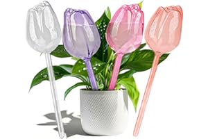 SAIRFWOO 4 Pcs Self Watering Globes Bulbs for Indoor Outdoor Plants,Tulip Self Plant Watering Globes Bulbs,Automatic Plant Watering Devices, Plastic Watering Bulbs for Indoor & Outdoor Plants