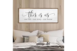 TQIANJIANG This Is Us Sign Wall Decor 40" x 15" Large Family Living Room Modern Rustic Farmhouse Vintage Wooden Framed Bedroom Entryway Beautiful Simple Hanging Home Wall Art Decoration (Wood)