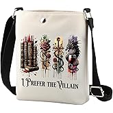 TSOTMO Dark Romance Gift Dragon Gift I Prefer The Villain Crossbody Bag Book Quotes Book Lover Gift for Women