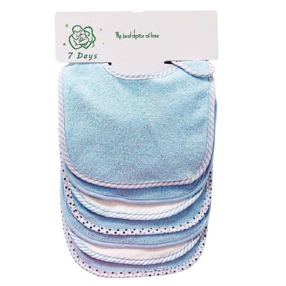 Baby's 7 Pics of Soft Double Layers 80% Cotton Absorbent Bandana 7 Bibs Set (blue)