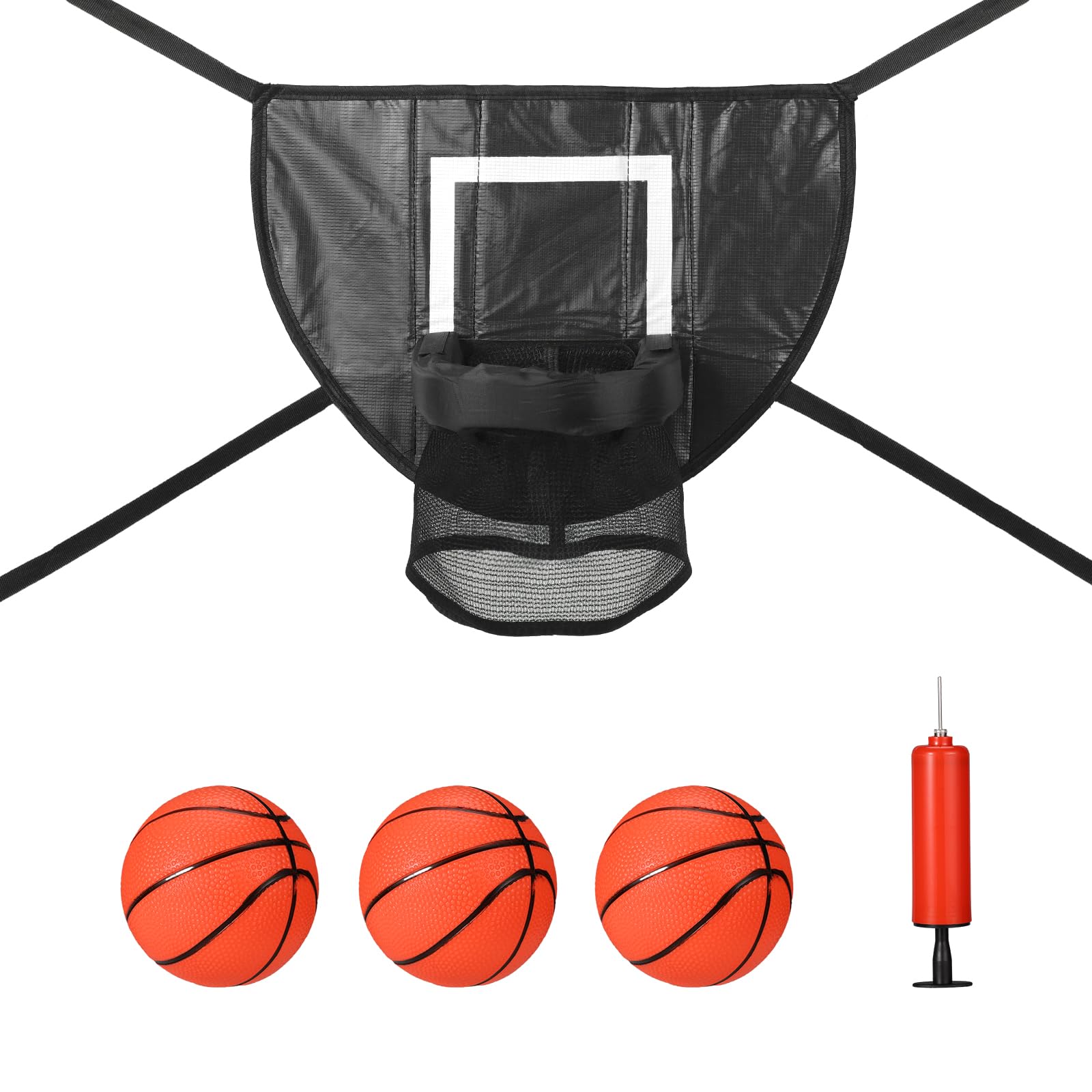 lasuroa Ensemble de Panier de Basket Trampoline, Panier de Basket pour Trampoline Étanche Panier de Basket pour Trampoline Doux pour les Amateurs de Basket-Ball de Tous Âges (Noir)