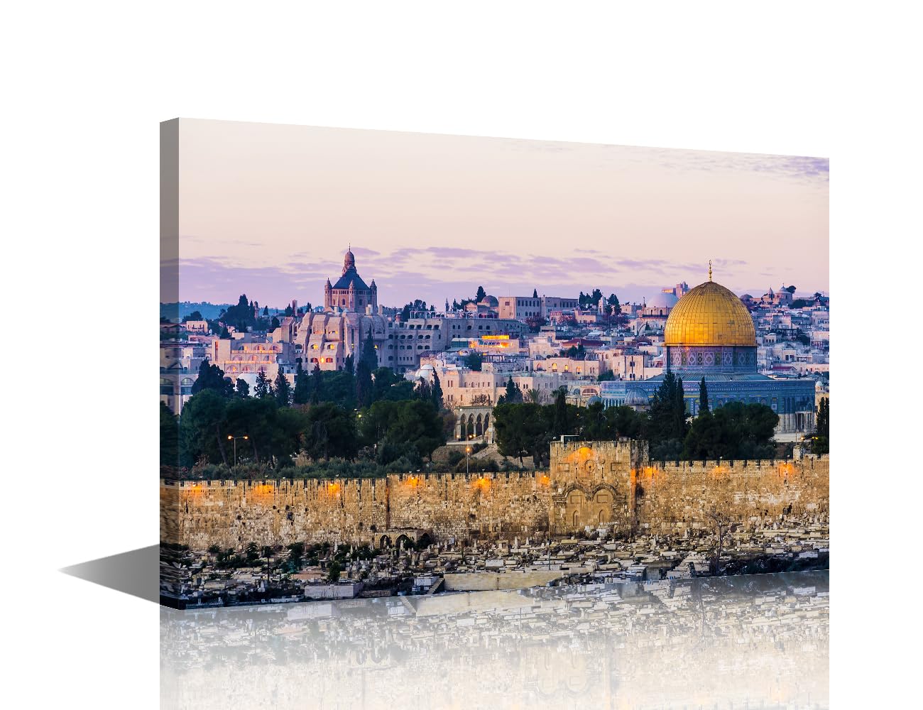 TISHIRON 1 Piece Canvas Prints Temple Mount Wall Art Modern Home Decor Judaism Poster Living Room Jerusalem Bedroom Decoration Artwork Painting Religious Framed Ready to Hang, 12" Wx18 H