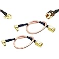 Pack of 2 RF RG316 Coaxial Antenna Pigtail Low Loss Cable SMA Male to MCX Male Right Angle 6 inches (15cm) Connector