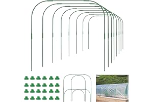 FLOWLAMP Greenhouse Hoops Grow Tunnel, 8 Sets Long Garden Hoops(41.3" x 31.5"), Rust-Free Steel with Plastic Coated Garden Hoops Frame for Garden Netting Raised Bed Plant Shade Cloth Row Cover, DIY Hoops Kit