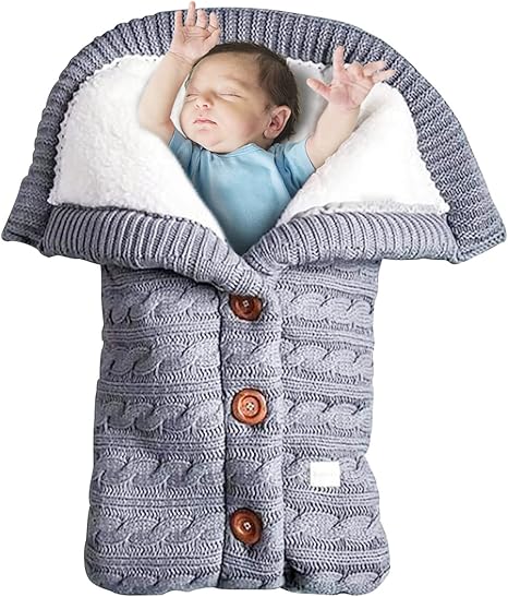 Amazon Com Baby Swaddle Blanket Newborn Baby Wrap Swaddle Blanket Knit Bag Receiving Blankets Stroller Wrap For Baby Gray 0 6 Month Kitchen Dining