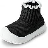 EUFANCE Baby Girl Sock Shoes Toddler Ruffle Walking Shoes Infant Non-Slip Slippers Soft Rubber Sole Sneakers Lightweight Breathable Barefoot Shoes