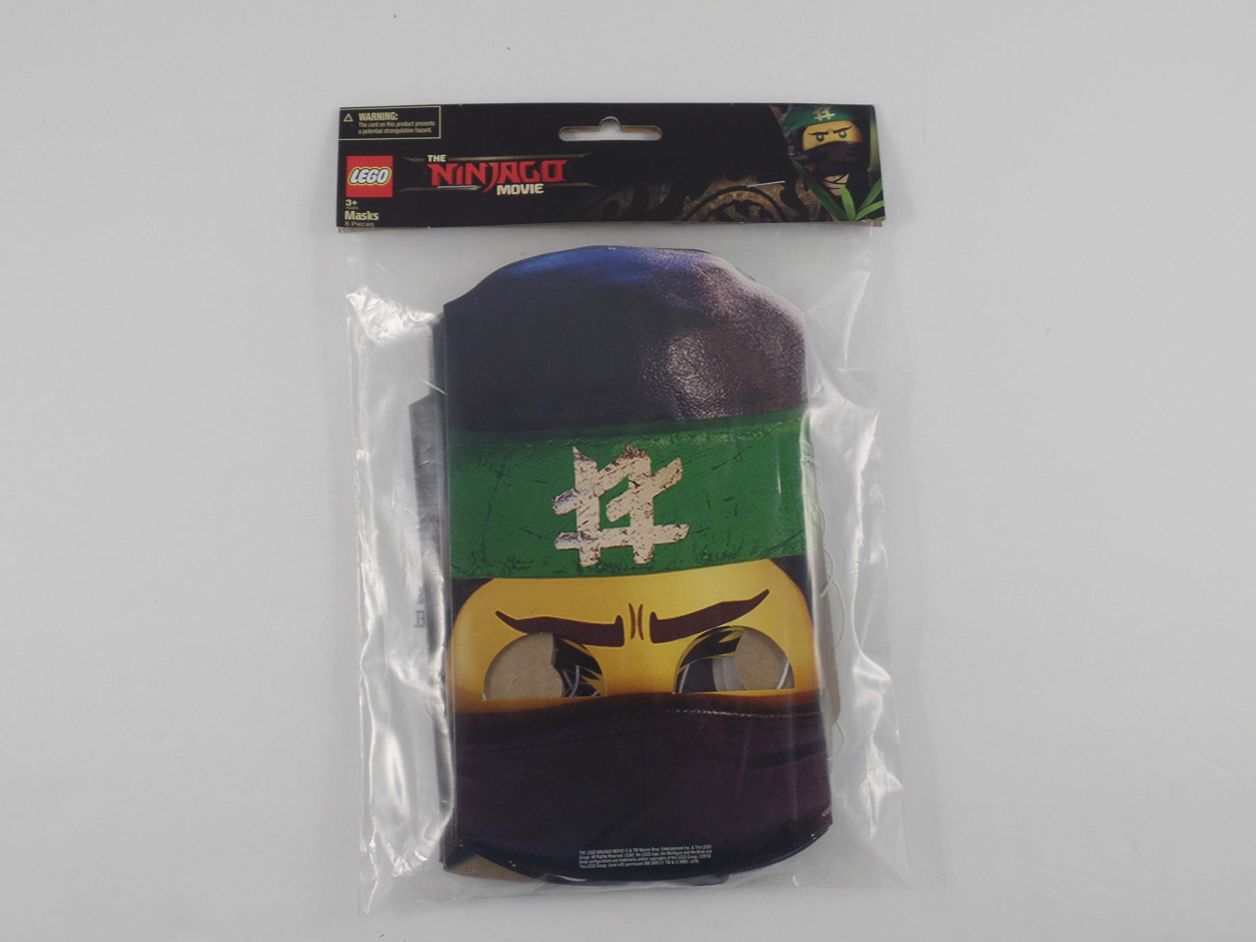 The Ninjago Movie - Party Masks - 8 pieces - 4 designs, 2 of each design - Lightweight cardboard - Bonus Ninjago Banner