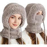 3 in 1 Beanie Hat with Scarf and Mask, Hat and Scarf Set for Women, Beanie Hats for Women