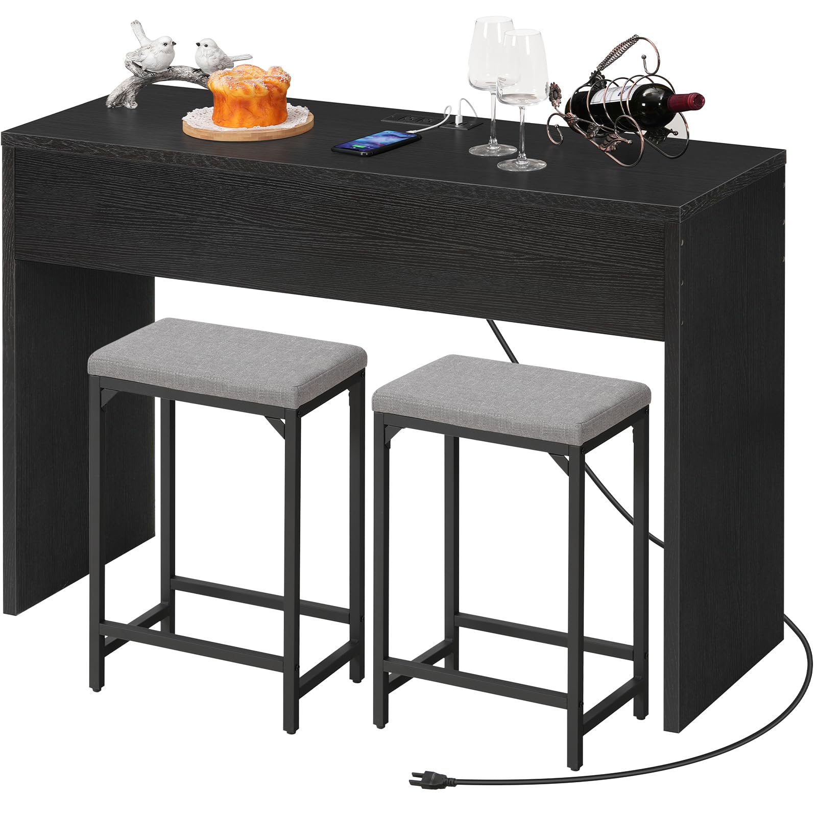 Amazon Tall Bistro Table Set Furmax Piece Pub Dining Set, Modern
