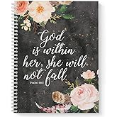 Gotcha Covered Notebooks Softcover She Will Not Fall 8.5" x 11" Religious Spiral Notebook/Journal, 120 College Ruled Pages, Durable Gloss Laminated Cover, White Wire-o Spiral. Made in the USA