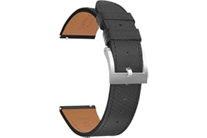 JWNSPA Top Grain Leather Watch Band - Quick Release Brushed Buckle Replacement Strap for Men - Choice of Width -18mm 19mm 20mm 21mm 22mm 23mm 24mm
