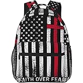 KOSUES Faith Over Fear Patriotic Christian Cross American Flag Laptop Backpacks Double Shoulder Laptop Pack Bag Daypack Back Pack Bags Rucksack Computer Bag with Side Pockets Front Zipper Pockets