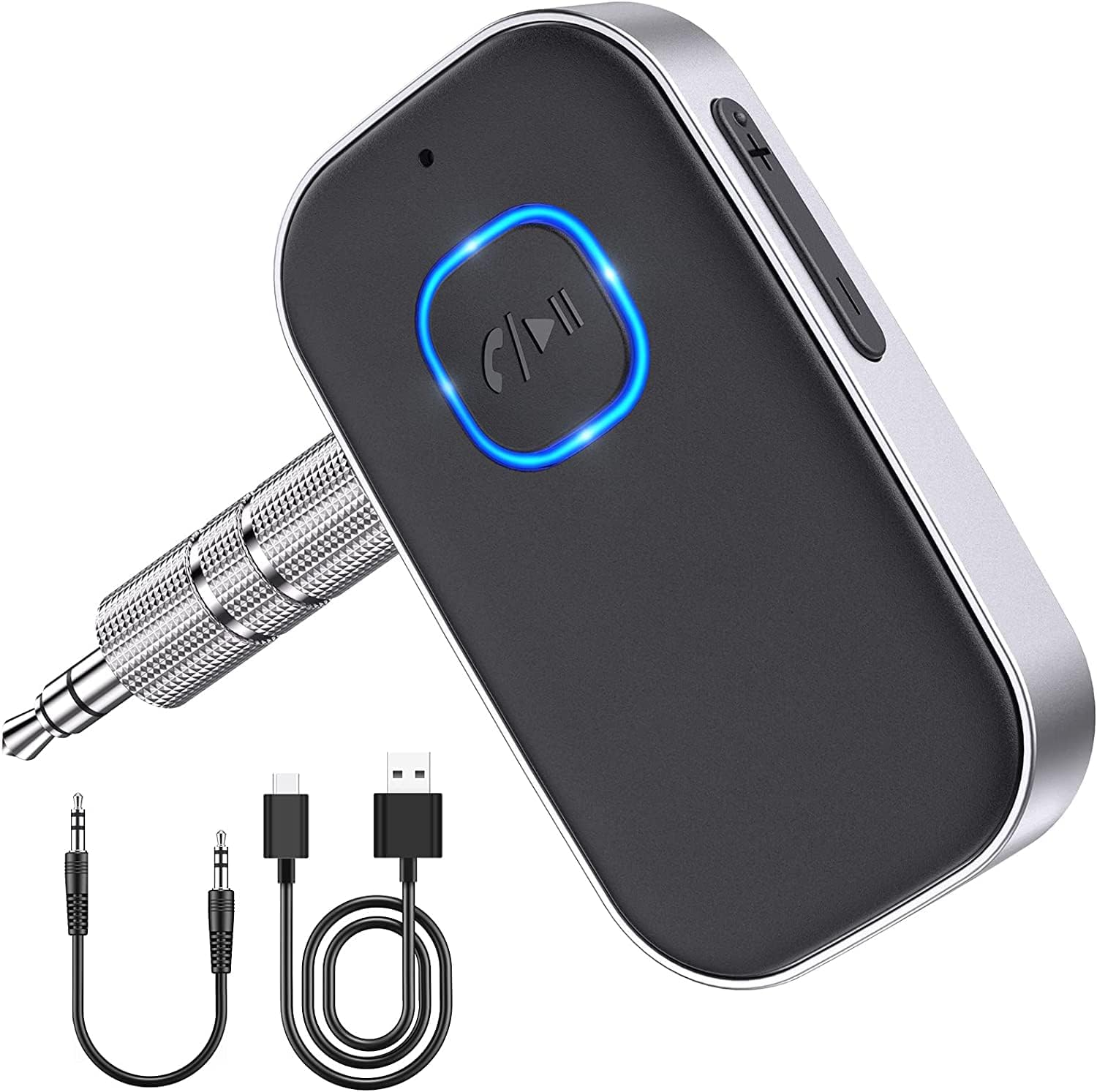 Babacom Bluetooth Receiver, Car Bluetooth Aux Adapter, Noise Cancelled 3.5mm Aux Blue tooth 5.3 Music Receiver for Stereo/Speakers/Wired Headphones, Hands-free Calls (16H Standby/Dual Link)