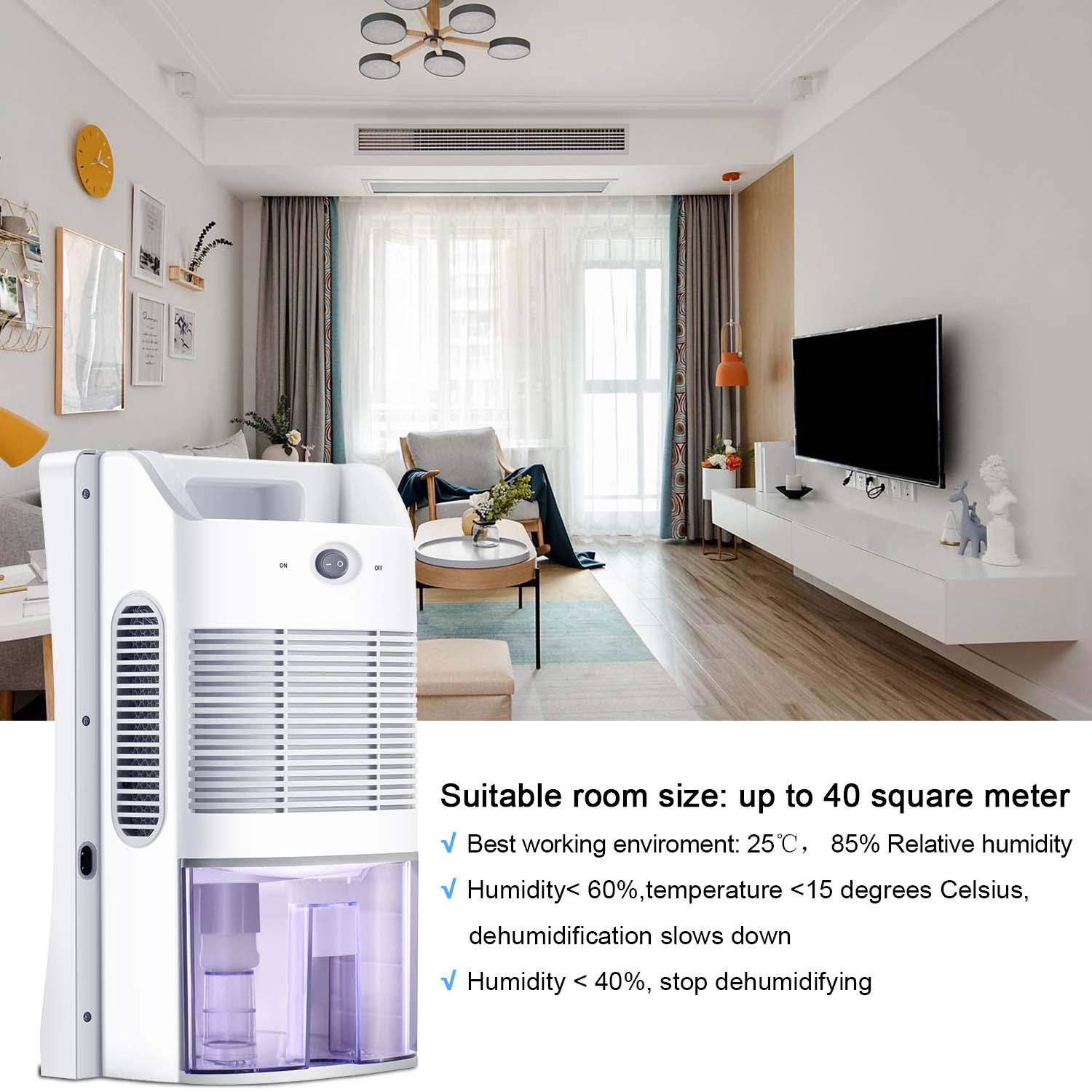 MADETEC Small Dehumidifier 2L Compact and Portable Mini Dehumidifier with Auto Shut-Off for Basement, Bedroom, Home,Closet,Bathroom,Kitchen, Large Room, Caravan, Office, Garage(300 sq ft)