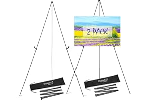 Magicfly Easel Stand for Display, 2 Pack Easel 63 Inch Portable Easel for Wedding Sign, Poster easel, White Boards, Collapsible Painting Art easel for Floor, Telescoping Metal Easel Tripod, Black