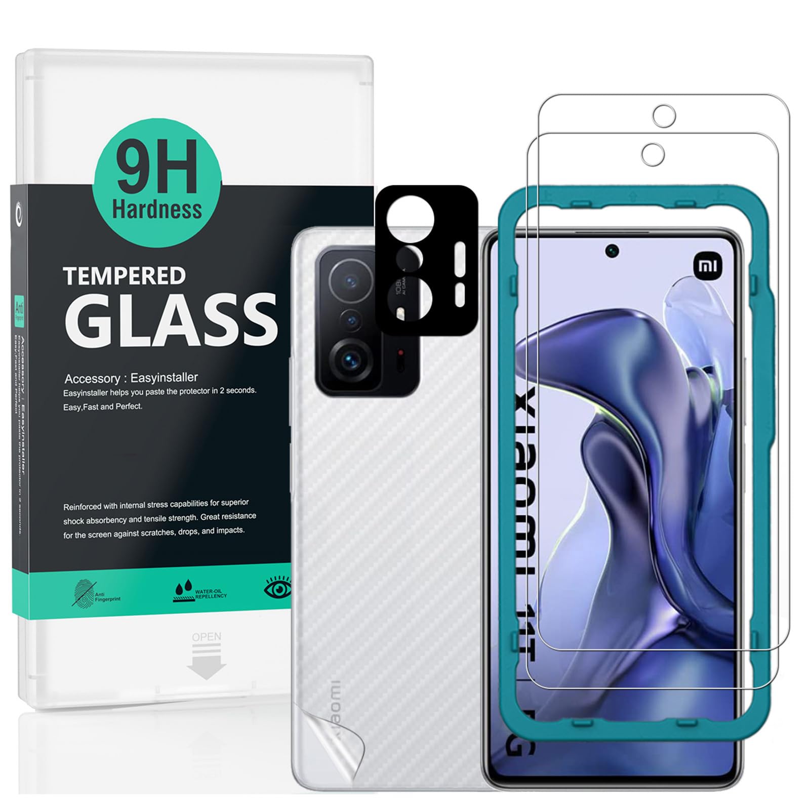 Ibywind Screen Protector For Xiaomi 11T/11T Pro(5G)[2 Pack],9H Hardness Tempered Glass,With 1Pc Camera Lens Protector,Easy to Install