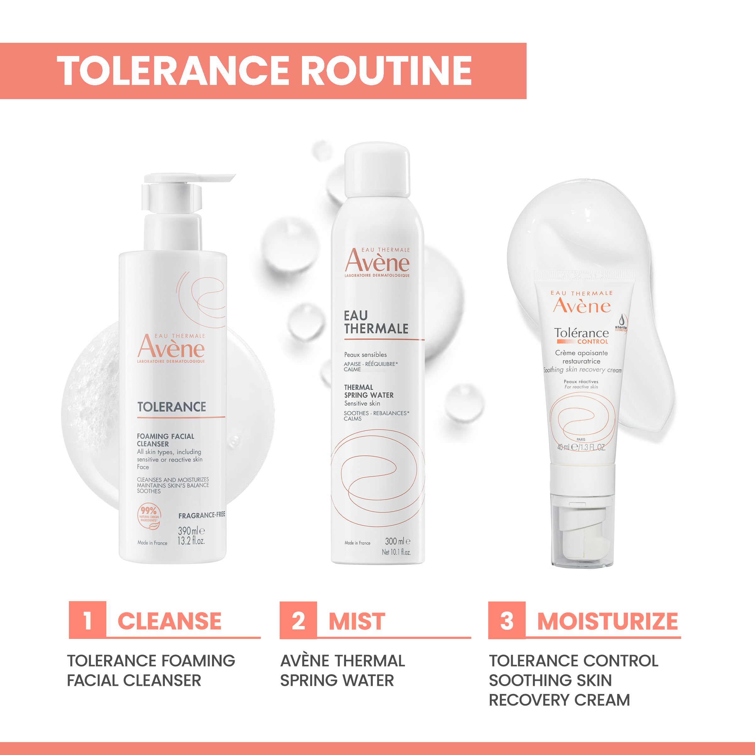 Avène Tolerance Daily Foaming Facial Cleanser, For All Skin Types Including Sensitive, Reactive Skin, Glycerin & Niacinamide Daily Use Face Wash, Fragrance-Free, Dermatologist Tested, Non-Comedogenic