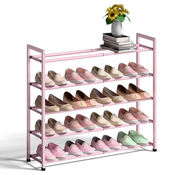 BUMUSTY 5-TIER EXPANDABLE SHOE RACK FOR CLOSET, 18“-33”...