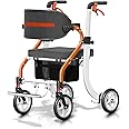Nihhcune 4-in-1 All-Terrain Upright Rolling Walker Wheelchair Combination, No Installation, One-Step Folding Walker with Seat, Rollator Walker with Storage Bag for Seniors & Adults of Different Height