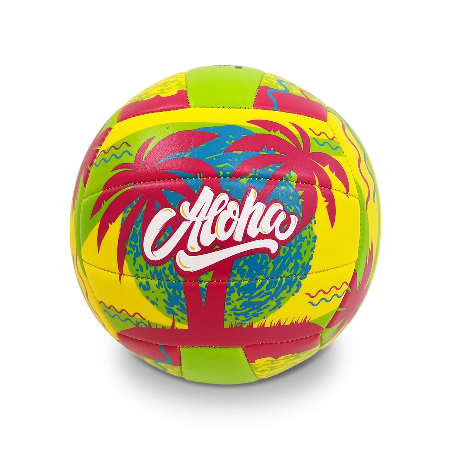 Mondo Toys ALOHA Beach Volleyball Ball - Size 5 indoor, outdoor, beach, pvc sponge soft touch, pink yellow green - 23027