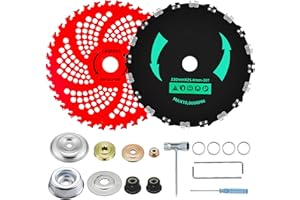 caqeaus 9" x36T Carbide Tipped Weed Eater Blades, 9" x 20T Brush Cutter Blade with Universal Adapter Kit Compatible with Husqvarna, Stihl Brush Cutters, Trimmer, Weed Wrecker