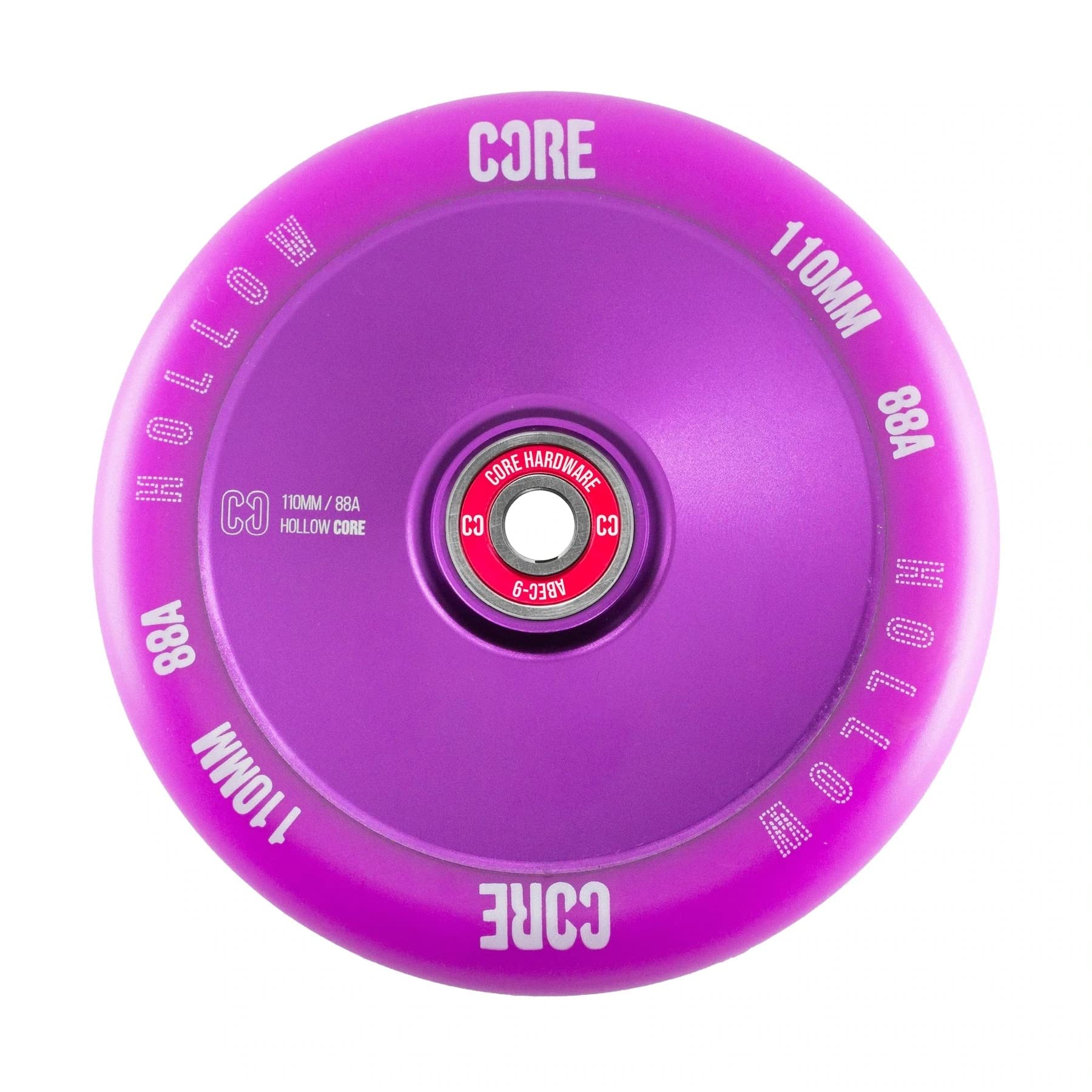 CORE Hollow Stunt Scooter Wheel 110mm ABEC 9 Bearings (Replacement Pro Scooter Wheels) - Purple