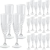 HTTBEIZI Plastic Champagne Flutes 7oz, Reusable Glasses Cups Goblets Shatterproof Unbreakable, for Valentine’s Day Wedding Party Mimosa Bar (24, Clear)