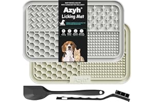 Azyh Licking Mat for Dogs & Cats 2 Pack, Slow Feeder Lick Pat for Large Dogs and Puppies, Anxiety Relief Dog Toys Feeding Mat for Butter Yogurt Peanut, Pets Bathing Grooming Training Mat (9.9'' × 6'')