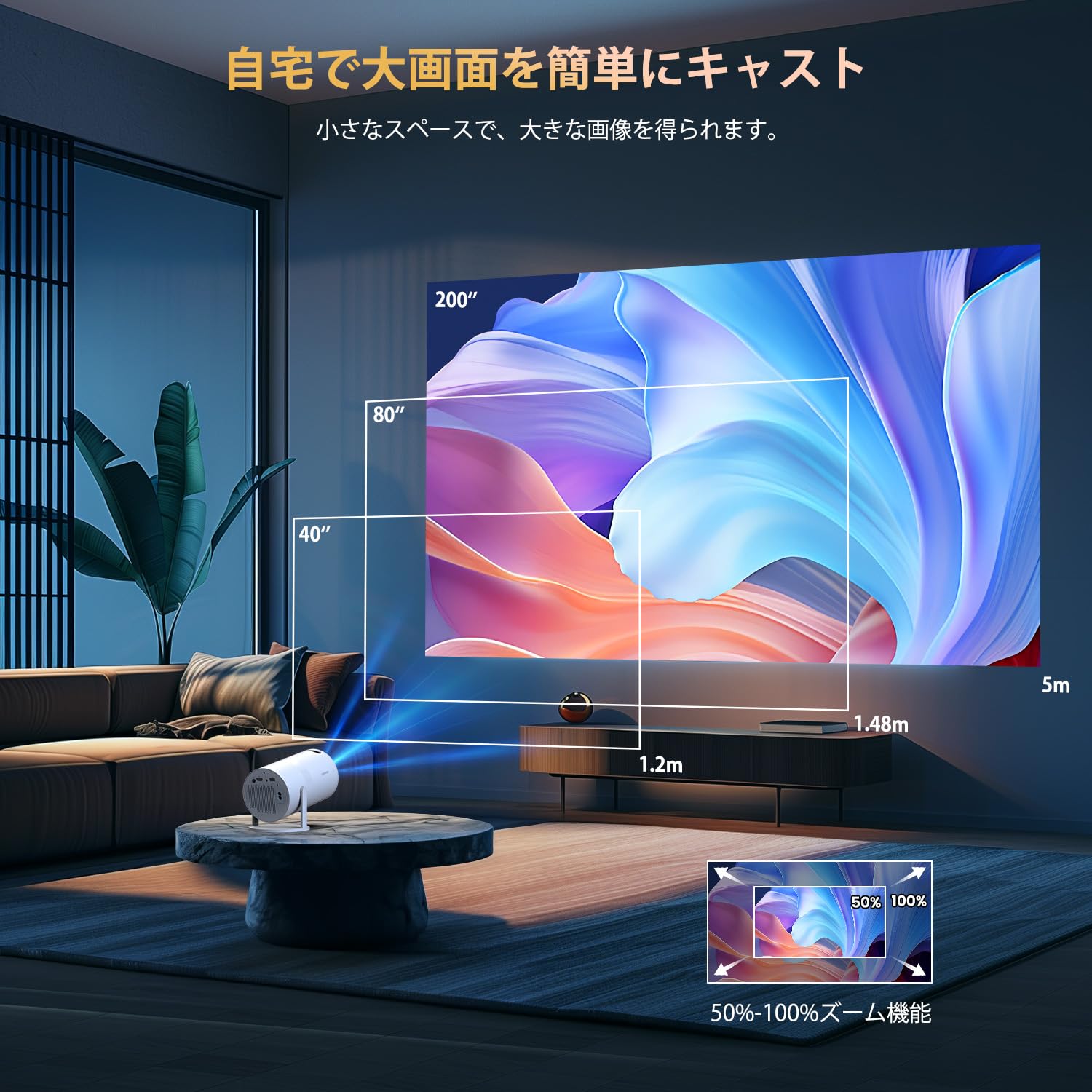 YOWHICK プロジェクター 家庭用【Android TV搭載・APP利用可能・270°回転】プロジェクター 小型 20000LM 1080P Wi-Fi6 4K対応 天井投影 自動台形補正 Bluetooth5.3 HiFiスピーカー内蔵 ホーム 50％ズーム機能 スマホ/ノートパソコン/DVD/Switch/などに対応 操作簡単 日本語取扱説明書 (ホワイト)