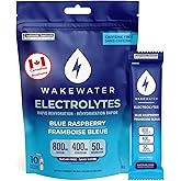 Wake Water Sugar Free Electrolytes Packets, Canadian Made Blue Raspberry Hydration Powder, Keto & Paleo Friendly Electrolyte 