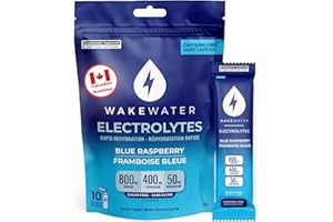 Wake Water Sugar Free Electrolytes Packets, Canadian Made Blue Raspberry Hydration Powder, Keto & Paleo Friendly Electrolyte 