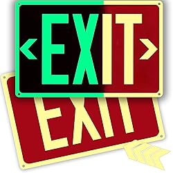 2 Pack Photoluminescent Exit Sign Aluminum - 14x10