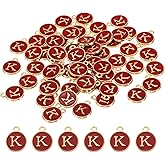 PATIKIL Letter Charm, 60Pcs Double Sided Alphabet Initial Charm Pendants Beads Enamel Charm for Bracelet Necklace Earring DIY Jewelry Making, Red