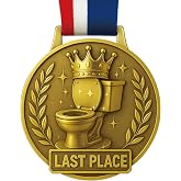 Bambluby Last Place Award Medal &ndash; 3 Inch Funny Gag Trophy with Ribbon &ndash; Loser Prize for Parties, Fantasy Leagues, Office Games &amp; White Elephant Gifts