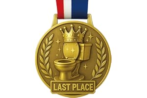 Bambluby Last Place Award Medal – 3 Inch Funny Gag Trophy with Ribbon – Loser Prize for Parties, Fantasy Leagues, Office Games & White Elephant Gifts