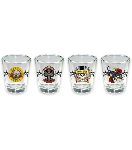 Amazon.com | ICUP AC/DC Icons 4 Piece Shot Glass Set: Shot Glasses