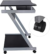 VASAGLE Computer Desk Z-Shaped with Keyboard Tray 60x48x73 cm Black LCD811B view 5