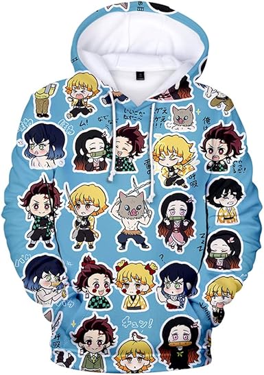 Amazon Com Adults Kids Demon Slayer Tanjirou Zenitsu Nezuko Giyuu Inosuke Shinobu Cosplay Hoodie Fashion Sweatshirts Hoodies Top Clothing