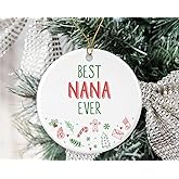 FundingCharlee Best Nana Ever Ornament - Christmas Tree Decoration Ceramic Ornament Gifts for Nana - Christmas Keepsake Ornament Gift - Christmas Ornament Gifts for Nana Printed on Both Sides