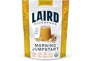 Laird Superfood Morning Jumpstart Powder Drink Supplement, Lemon, Lucuma, Ginger and Cayenne Cleanse, Organic, 2.7 Oz Bag, Pack of 1