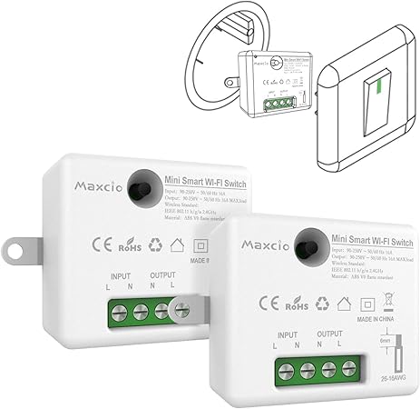 Mini Interruptor WiFi Maxcio Interruptor Luz Inalmbrico Inteligente
Conmutador WiFi Temporizador Control de Smart Life Compatible con Echo
Dot Google Home2 PackPrecio estimado 23.99 €