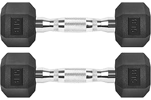 ZOOMSTER Hex Dumbbells Rubber Coated Cast Iron Hex Black Dumbbell Free Weights for Exercises