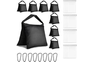 GLOSHOOTING 8 Packs Sandbags Weight Bags, Heavy Duty Saddlebag for Photography Equipment, Empty Sand Bags for Canopy Tent, Backdrop Stand, Photo Tripod, Outdoor Patio, Umbrella Base, Fishing Chair