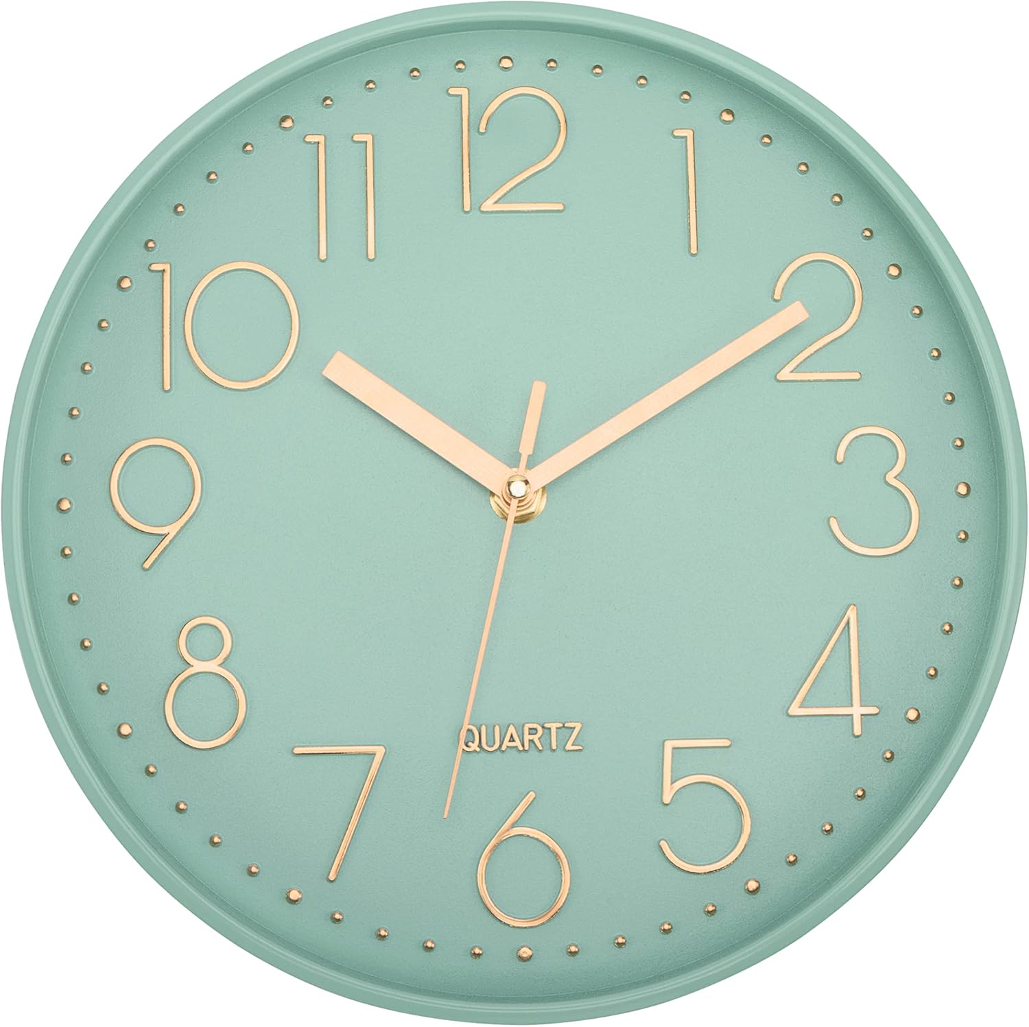 Lumuasky Modern Wall Clock, Silent Non-Ticking Battery Operated Decorative Clock for Living Room Bedrooms Office Kitchen (Green Gold, 10 inch): Kitchen & Dining