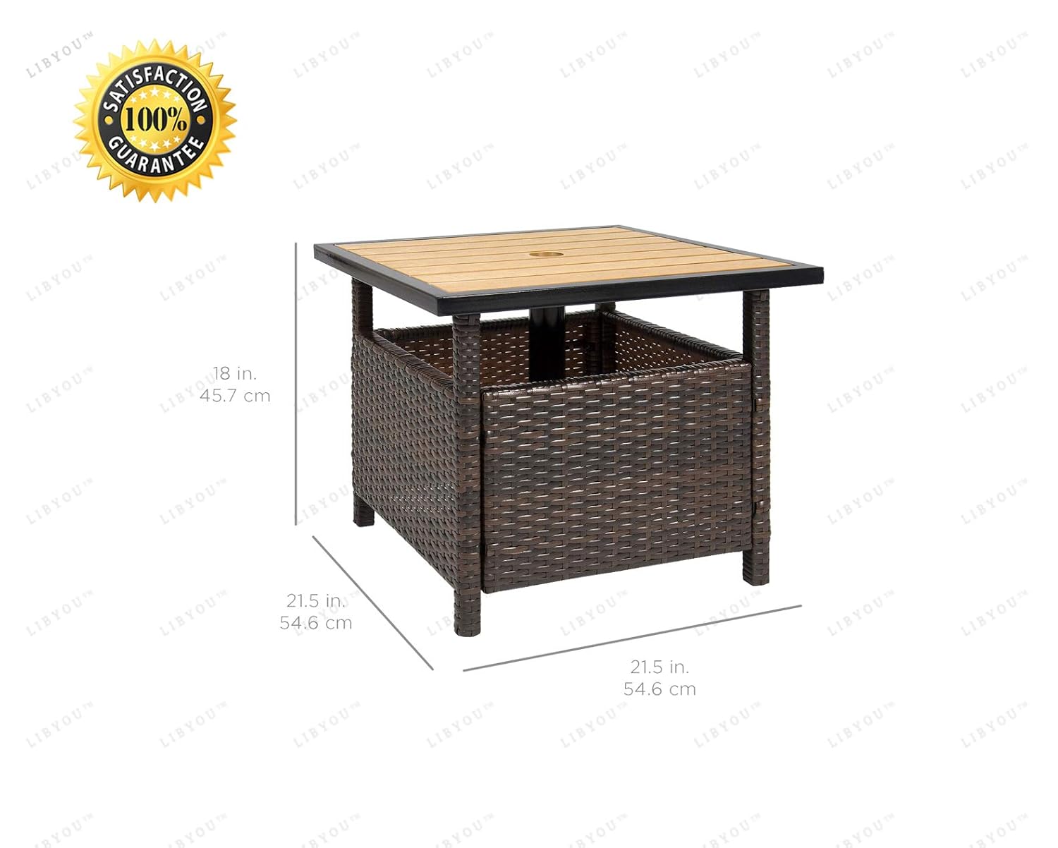 wicker umbrella stand table