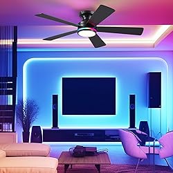 BYKISTOK 46In RGB Ceiling Fans with Lights - Black