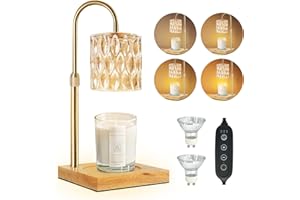 BEOFINEST Candle Warmer Lamp with Timer, Electric Candle Lamp Warmer for Jar Candles, Dimmable Candle Melter Top Melting for Scented Wax with 2 Bulbs for Home Decor