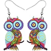Acrylic Drop Owl Earrings Bird Dangle Funny Design Lovely Gift For Women By The Bonsny