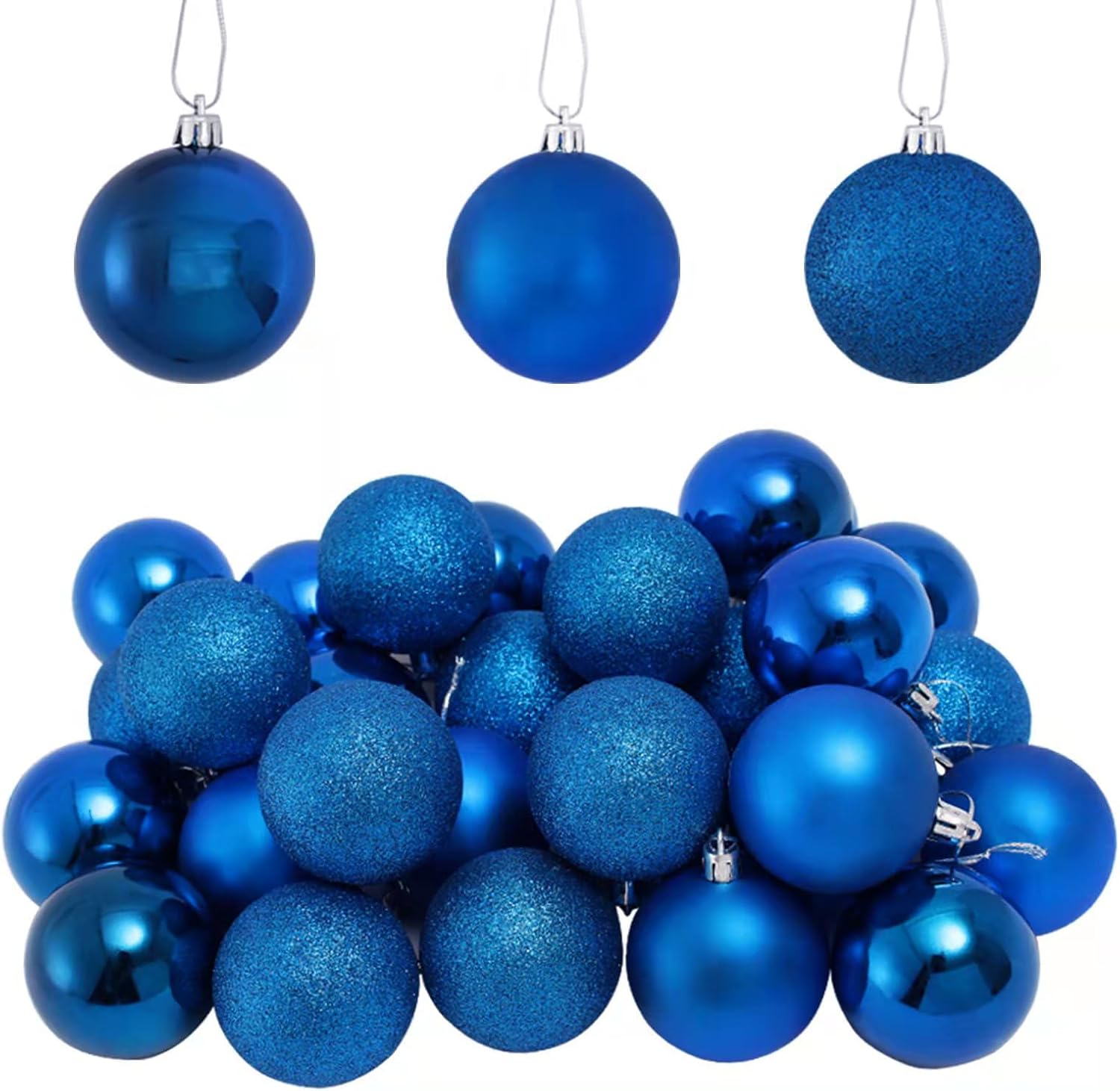 Ornaments - TKYGU 40 PCS /4 Set 2.36Inch Christmas Ball Shatterproof Ornaments Small Christmas Decorations Tree Balls for Holiday Wedding Party Decoration Tree Ornaments (Blue)